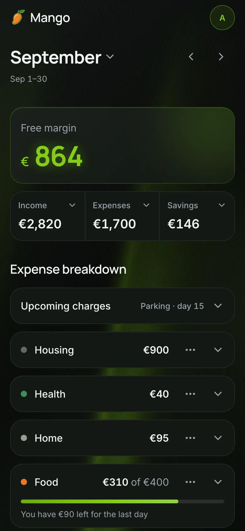 Mango on a phone: free margin of 864 euros and the month's categories